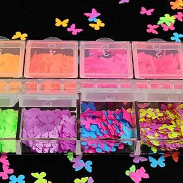 12 Color Butterfly Sequins for Vibrant Nail Art Decoration