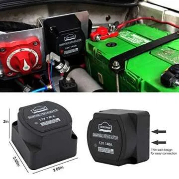 Dual Battery Smart Isolator DEWINNER - VSR - Voltage Sensitive Relay, 12V 140 Amp Specially Designed for ATV, UTV, Boats, RVs, Campers 5th Wheels Off Road Vehicles Rhino (12V Isolator)