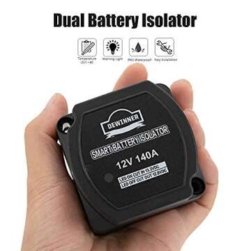 Dual Battery Smart Isolator DEWINNER - VSR - Voltage Sensitive Relay, 12V 140 Amp Specially Designed for ATV, UTV, Boats, RVs, Campers 5th Wheels Off Road Vehicles Rhino (12V Isolator)