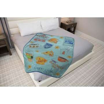 Jay Franco Gilmore Girls Throw Blanket - Plush 46" x 60" Throw Blanket for Ladies, Soft Fleece Throw Blanket, Cozy, Fade Resistant Blanket for Ladies, Stars Hollow Blue Blanket for Girls