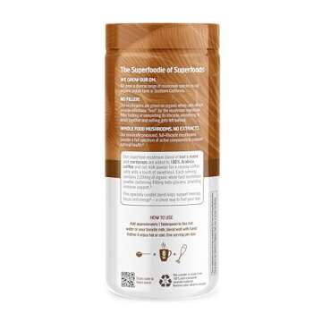 OM MUSHROOM SUPERFOOD Coffee Latte Blend Mushroom Powder, 8.47 Ounce Canister, 30 Servings, Lion's M...