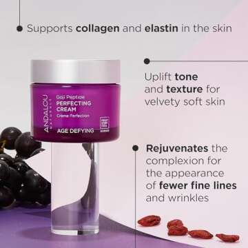 Andalou Naturals Goji Peptide Perfecting Cream, Age Defying Face Cream, Resveratrol CoQ10 Face Moist...