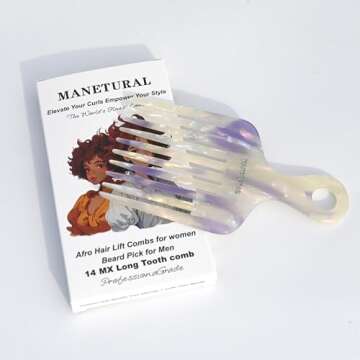 MANETURAL Long-Tooth Comb for Curly and Beard Care