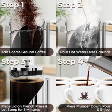 Stainless Steel French Press Coffee Maker 34oz BPA Free