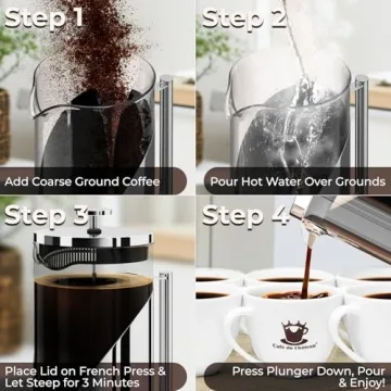 Stainless Steel French Press Coffee Maker 34oz BPA Free