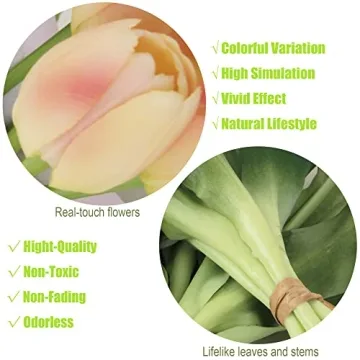 cn-Knight 20pcs Real Touch Artificial Tulip Flowers