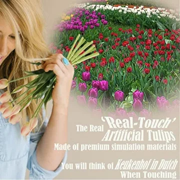 cn-Knight 20pcs Real Touch Artificial Tulip Flowers