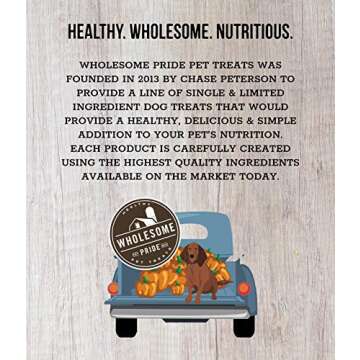 Wholesome Pride Pumpkin Strips Dog Treats - All Natural Healthy - Vegan, Gluten and Grain-Free Dog Snacks - Made in USA