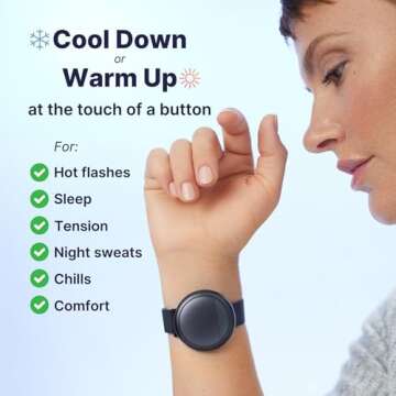 Embr Wave Cooling Bracelet - Warming Bracelet - Personalized Thermal Relief - Manage Hot Flashes, Night Sweats, Sleep, Tension - FSA HSA Eligible - Clinically Proven - Rechargeable - Black