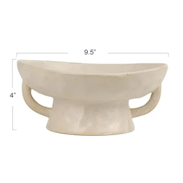 Creative Co-Op Stoneware Footed Bowl with Handles