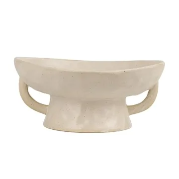 Creative Co-Op Stoneware Footed Bowl with Handles