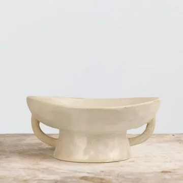 Creative Co-Op Stoneware Footed Bowl with Handles