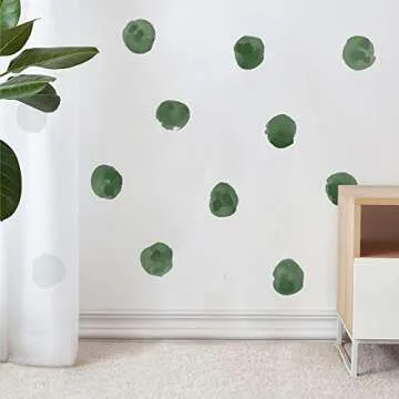 RoyoLam 36pcs Blackish Green Polka Dots Wall Decals for Nursery