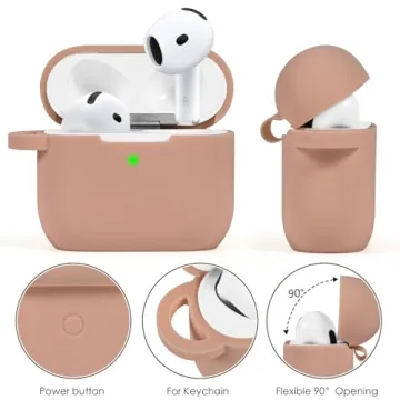 Case for Apple Airpods 4 - VISOOM Airpods 4 Cases 2024 Cover Women Anti-Drop Silicone iPods 4 Earbuds Wireless Accessorie Charging Cases Girl Bling Keychain for Airpod iPods 4th Generation