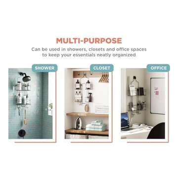 Zenna Home With Baskets That Slide Out to accommodate Hose, Versatile Storage Solution for Your Bath Area. Rust-Resistant Expandable Over-The-Shower Caddy, Bronze