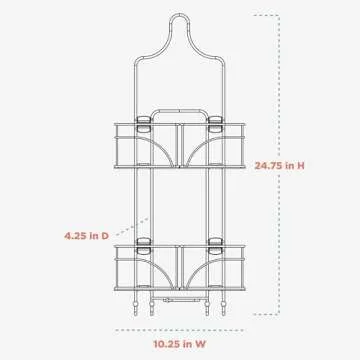 Zenna Home With Baskets That Slide Out to accommodate Hose, Versatile Storage Solution for Your Bath Area. Rust-Resistant Expandable Over-The-Shower Caddy, Bronze