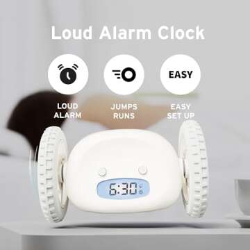 CLOCKY Extra Super Loud Alarm Clock for Heavy Sleepers Adults Kids Teens Bedroom, Move Jump Roll Run...