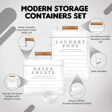 KOANEssentials Farmhouse Decor Laundry Organizing Set