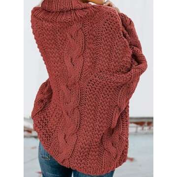 Dokotoo Women Fashion Winter Fall Casual Loose Turtleneck Cowl High Neck Long Sleeve Oversized Cable...