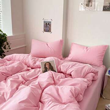 ETDIFFE Pink Twin Size Comforter, 2pc Twin XL Aesthetic Modern Bedding Set - Soft & Lightweight All Season Extra Long Microfiber Down Alternative Bed Comforter with 1 Pillow Sham for Girls Women