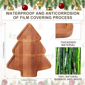 Maxcheck Christmas Wood Serving Tray Christmas Tree Shaped Wooden Platter Rustic Farmhouse 11.81 x 9...