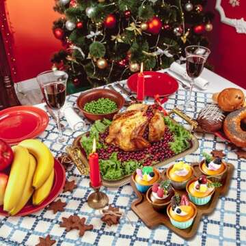 Maxcheck Christmas Wood Serving Tray Christmas Tree Shaped Wooden Platter Rustic Farmhouse 11.81 x 9.84 Inches Food Dish Plate Table Serving Platter for Christmas Charcuterie Cheese Food Fruit