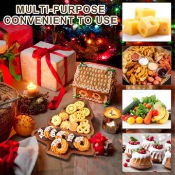 Maxcheck Christmas Wood Serving Tray Christmas Tree Shaped Wooden Platter Rustic Farmhouse 11.81 x 9.84 Inches Food Dish Plate Table Serving Platter for Christmas Charcuterie Cheese Food Fruit