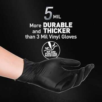 OKIAAS Black/Pink Vinyl Gloves Disposable Latex Free, Food Safe, Powder Free, 5 Mil Thickened for Co...