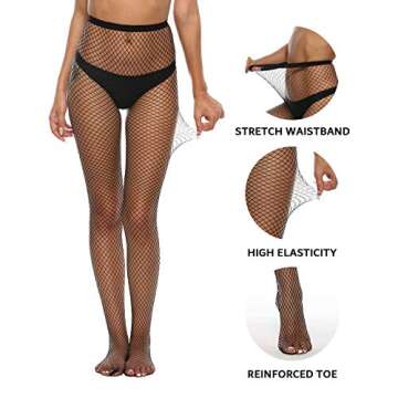 MANZI High Waist Tights Fishnet Stockings for Women Classic Thigh High Pantyhose