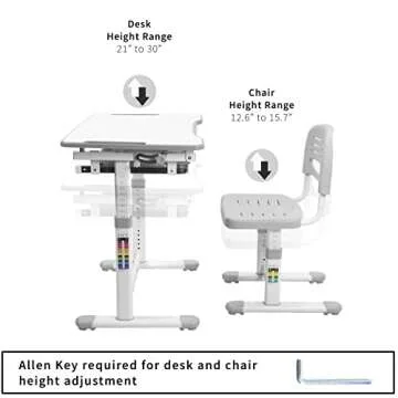 VIVO Gray Height Adjustable Childrens Desk and Chair Set | Kids Interactive Workstation