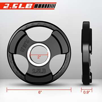 RitFit Weight Plates for Barbell, 2-Inch Olympic Rubber Grip Plates for Weightlifting and Strength T...