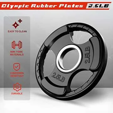 RitFit Weight Plates for Barbell, 2-Inch Olympic Rubber Grip Plates for Weightlifting and Strength Training in Home & Gym, Single, Pair and Sets(2.5 LB, Pair)