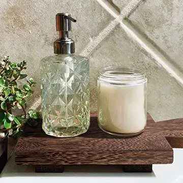 Wood Soap Stand, Kitchen SoapTray Plant Holder Wooden Soap Holder for Bottles Wood Riser Pedestal Stand Wood Tray for Kitchen Bathroom Sink Decorative (Vintage Black)