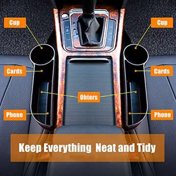 Car Seat Gap Filler Organizer Between Front seat car Organizer and Storage Box, Auto Premium PU Leat...