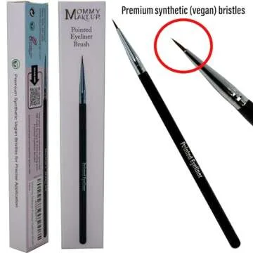 Pointed Eyeliner Brush - Ultra Fine Premium Synthetic Vegan Bristles - Precision Gel Eye Liner Brush for Makeup Artist-Quality Results, Cruelty Free by Mommy Makeup