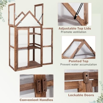 Happygrill Cold Frame Greenhouse with Adjustable Shelves