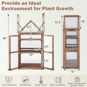 Happygrill Cold Frame Greenhouse with Adjustable Shelves