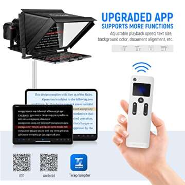 NEEWER X12 14 inch Aluminum Alloy Teleprompter for iPad Tablet Smartphone DSLR Cameras with Remote Control, Carry Case, APP Compatible with iOS/Android for Online Teaching/Vlogger/Live Streaming