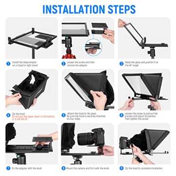NEEWER X12 14 inch Aluminum Alloy Teleprompter for iPad Tablet Smartphone DSLR Cameras with Remote Control, Carry Case, APP Compatible with iOS/Android for Online Teaching/Vlogger/Live Streaming