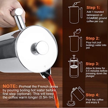 Secura French Press Coffee Maker Insulated Stainless Steel