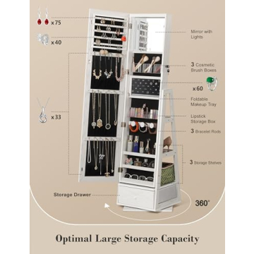Elegant Nicetree Jewelry Cabinet with Touch Screen Mirror