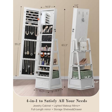 Elegant Nicetree Jewelry Cabinet with Touch Screen Mirror