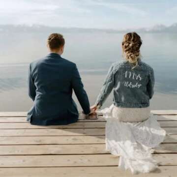 ustom Women's Denim Jacket with Pearls, Wedding Future Wife Jacket, Friend and Couple Gift Jackets, ...