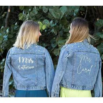 Custom Pearl Bride Denim Jacket for Wedding and Gifts