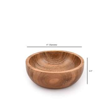 Samhita Acacia Wooden Small Bowl For Nuts, Candy, Appetizer, Snacks, Olive and Salsa | Dining Décor Absolute Beautiful (Set of 4) (4" x 4" X 1.5")