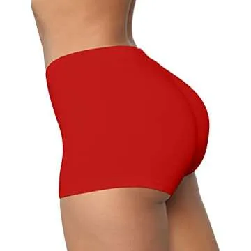 BORIFLORS Women's Soft Stretchy Workout Biker Shorts - Red