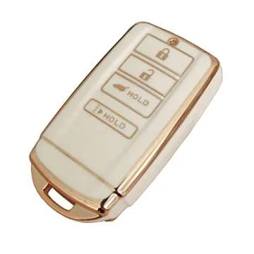 QIXIUBIA for Acura Key Fob Cover TPU Key Fob Shell Protector Shell Keyless Remote Smart Key Holder Fit for Honda Acura CDX NSX RDX RLX TLX TLX-L (White)