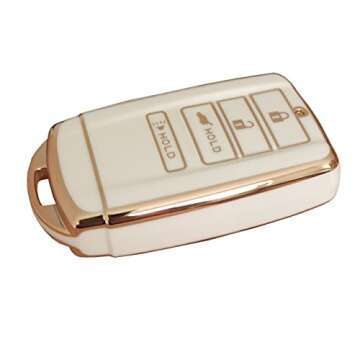 QIXIUBIA for Acura Key Fob Cover TPU Key Fob Shell Protector Shell Keyless Remote Smart Key Holder Fit for Honda Acura CDX NSX RDX RLX TLX TLX-L (White)