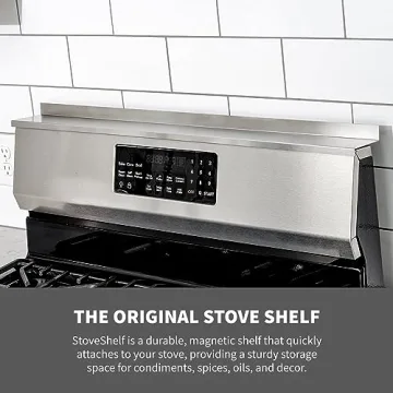 StoveShelf 30" Length Stainless Steel Finish Magnetic Shelf for Kitchen Stove - Kitchen Storage Solution with Zero Installation - Over Stove Spice Rack Organizer