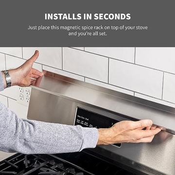 StoveShelf 30" Length Stainless Steel Finish Magnetic Shelf for Kitchen Stove - Kitchen Storage Solution with Zero Installation - Over Stove Spice Rack Organizer